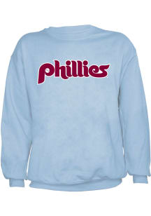 Philadelphia Phillies Mens Light Blue Coop Wordmark Long Sleeve Crew Sweatshirt