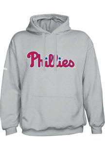 Philadelphia Phillies Mens Grey Wordmark Long Sleeve Hoodie