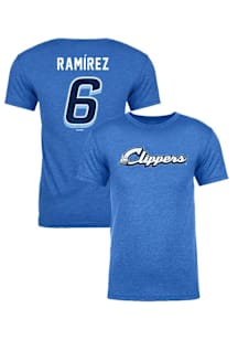 Jose Ramirez Columbus Clippers Blue Name Number Short Sleeve Player T Shirt