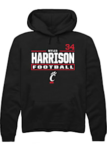Myles Harrison Cincinnati Bearcats Mens Black Football NIL Stacked Box Player Hood