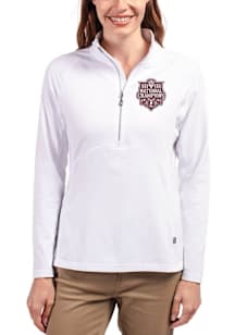 Cutter and Buck Indiana Hoosiers Womens White 2025 CFP National Champions Adapt Eco Qtr Zip Pullov..