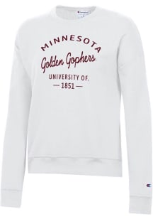 Womens Minnesota Golden Gophers White Champion Powerblend Crew Sweatshirt
