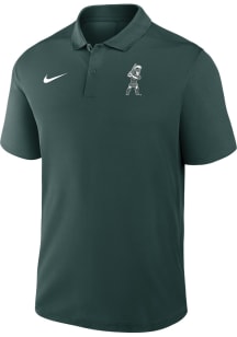 Mens Michigan State Spartans Green Nike Sparty Playing Baseball Short Sleeve Polo Shirt