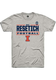 Mac Resetich Rally Mens Ash Illinois Fighting Illini NIL Stacked Box Player T Shirt