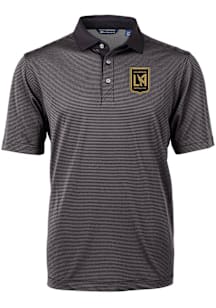 Cutter and Buck Los Angeles FC Mens Black Virtue Eco Pique Micro Stripe Short Sleeve Polo
