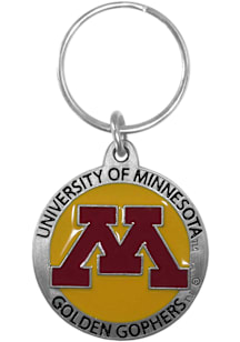 Grey Minnesota Golden Gophers Carved Metal Keychain