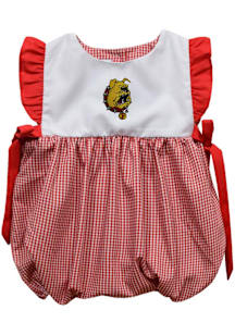 Vive La Fete Ferris State Bulldogs Baby Girls Crimson Gingham Bubble Short Sleeve Dress