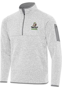 Antigua Oregon Ducks Mens Grey 2025 Orange Bowl Champions Fortune Long Sleeve Qtr Zip Pullover