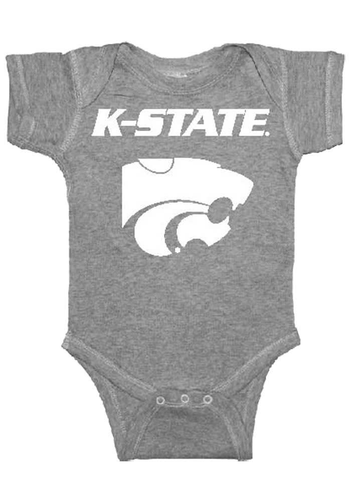 K-State Wildcats Baby Grey #1 Short Sleeve One Piece