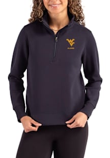 Cutter and Buck West Virginia Mountaineers Womens Navy Blue Alumni Roam Qtr Zip