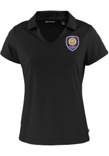 Cutter and Buck Orlando City SC Womens Black Daybreak V Neck Short Sleeve Polo Shirt