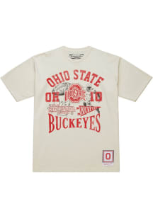 Ohio State Buckeyes Natural Mitchell and Ness Heritage Scholar Short Sleeve Fashion T Shirt