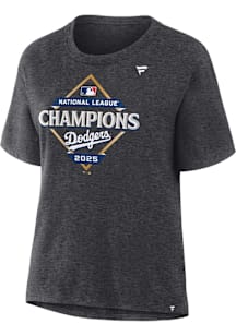 Los Angeles Dodgers Womens Charcoal 2025 LCS Champions Locker Room Short Sleeve T-Shirt