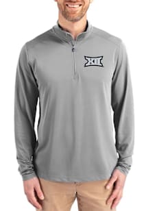 Cutter and Buck Big 12 Mens Ash Virtue Eco Pique Long Sleeve Qtr Zip Pullover