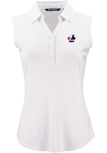 Cutter and Buck Montreal Expos Womens White Cooperstown  Forge Eco Polo Shirt