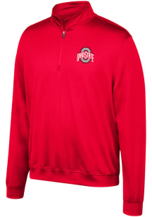 Ohio State Buckeyes Mens Red Primary Logo Long Sleeve 1/4 Zip Pullover