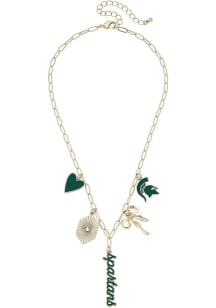 Paperclip Charm Michigan State Spartans Womens Necklace - Green