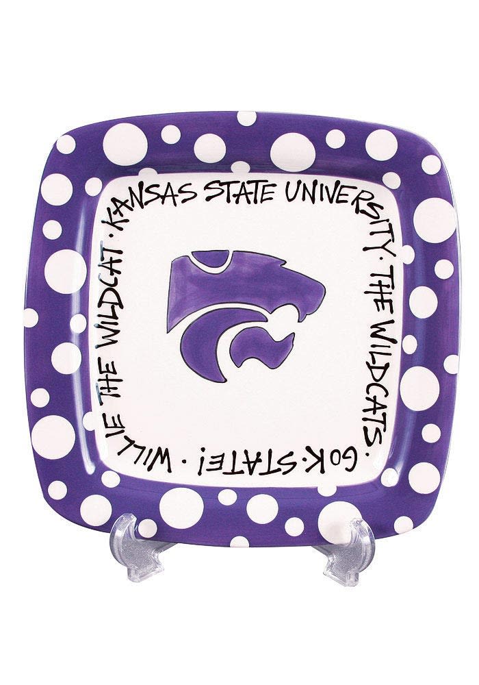 K-State Wildcats Polka Dot Square Plate