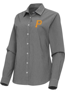 Antigua Pittsburgh Pirates Womens Porter Long Sleeve Black Dress Shirt