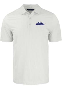 Mens Tulsa Golden Hurricane White Cutter and Buck Stacked Script Short Sleeve Polo Shirt