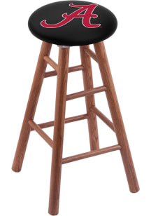 Alabama Crimson Tide Script Round Cushion Oak Pub Stool - Brown