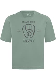 Levelwear Milwaukee Brewers Green Signature Knit Crossway Short Sleeve Fashion T Shirt