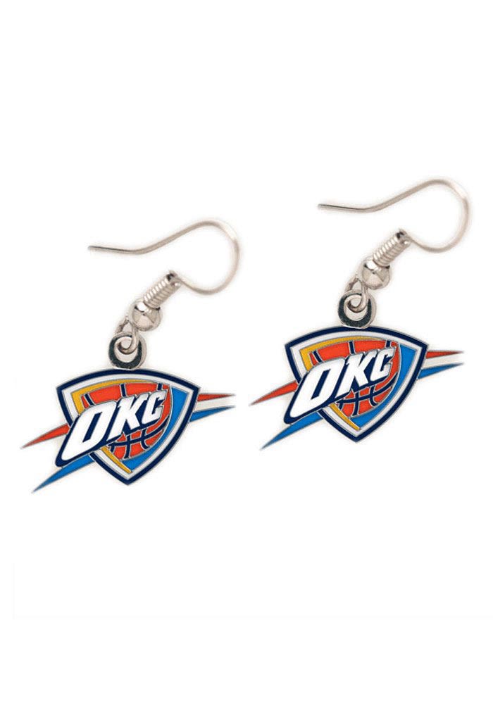 Oklahoma City Thunder Silver Logo Dangle Womens Earrings