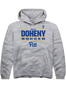 Sofia Doheny Rally Youth Grey Pitt Panthers NIL Stacked Box Long Sleeve Player Hoodie