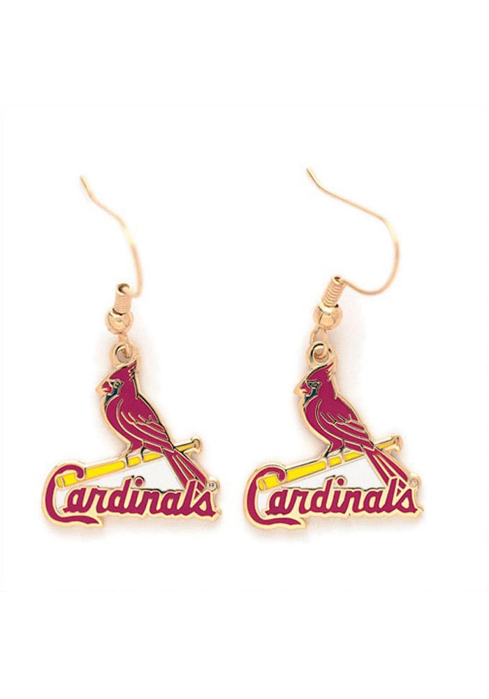St Louis Cardinals Gold Logo Dangle Womens Earrings