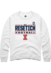 Mac Resetich Rally Mens White Illinois Fighting Illini NIL Stacked Box Player Crew