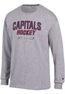 Champion Washington Capitals Grey Arch Team Hockey Jersey Long Sleeve T Shirt