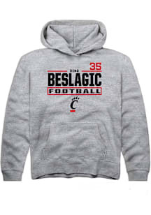 Dino Beslagic Rally Cincinnati Bearcats Youth NIL Stacked Box Long Sleeve Player Hoodie Grey