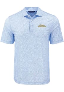 Mens Tulsa Golden Hurricane Light Blue Cutter and Buck Script Short Sleeve Polo Shirt