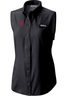Womens Indiana Hoosiers Black Columbia Heat Seal Omni Wick Tamiami Polo Shirt