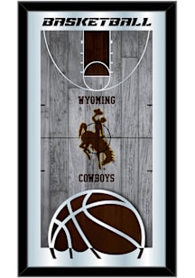 Wyoming Cowboys Basketball Hanging Back Bar Mirror