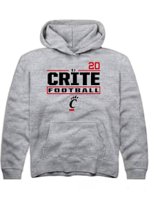 Cj Crite Rally Cincinnati Bearcats Youth NIL Stacked Box Long Sleeve Player Hoodie Grey