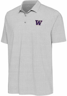 Mens Washington Huskies White Antigua Intersect Short Sleeve Polo Shirt