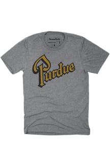 Purdue Boilermakers Grey Homefield Drum Script Short Sleeve Fashion T Shirt