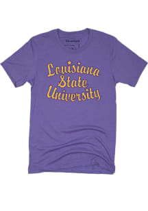 Homefield LSU Tigers Purple Retro Script Short Sleeve Fashion T Shirt