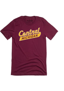Homefield Central Michigan Chippewas Maroon Team Name Script Short Sleeve Fashion T Shirt