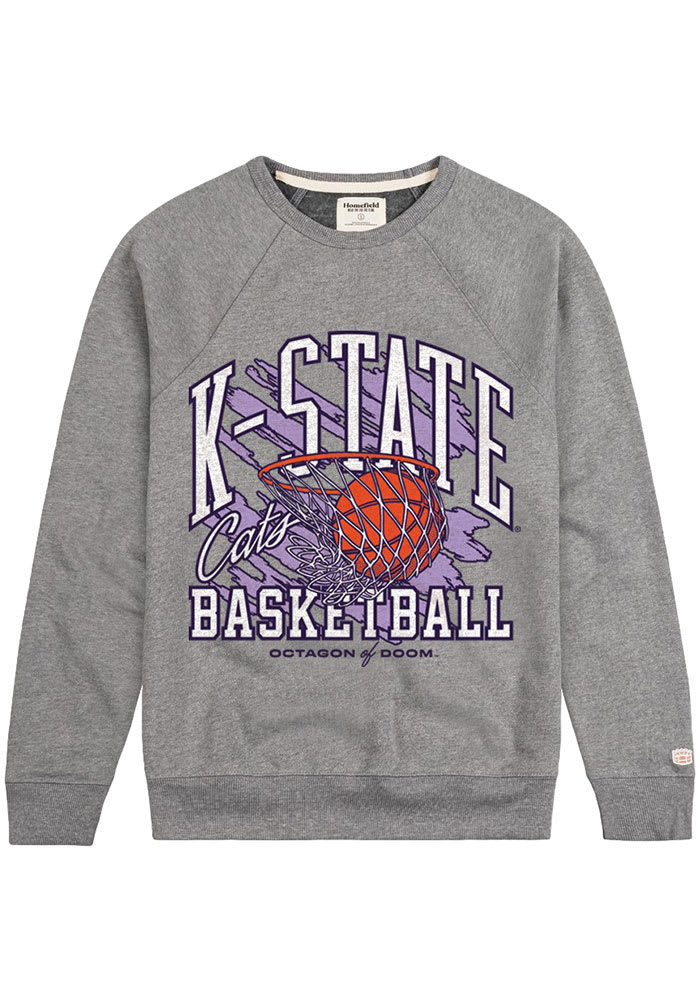 Homefield K-State Wildcats Mens Grey Basketball Scribble Long Sleeve Fashion Sweatshirt