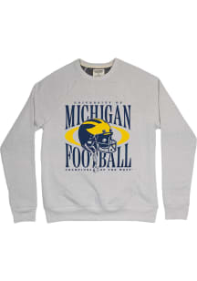 Homefield Michigan Wolverines Mens Grey Football Helmet Long Sleeve Fashion Sweatshirt