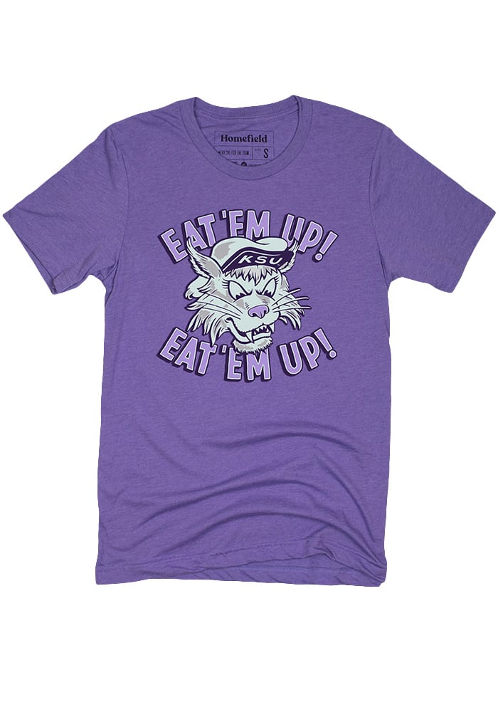 Homefield K-State Wildcats Purple Eat Em Up Vintage Short Sleeve Fashion T Shirt