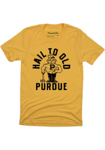 Purdue Boilermakers Gold Homefield Vintage Hail to Old Short Sleeve Fashion T Shirt