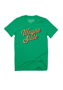 Homefield Wayne State Warriors Green Script Short Sleeve Fashion T Shirt