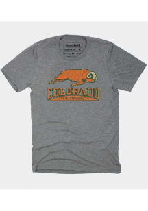 Homefield Colorado State Rams Grey Vintage Curve Type Short Sleeve Fashion T Shirt