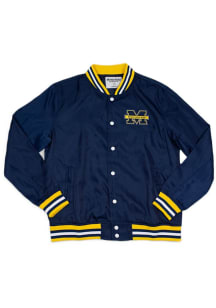 Mens Michigan Wolverines Blue Homefield Script Bomber Light Weight Jacket