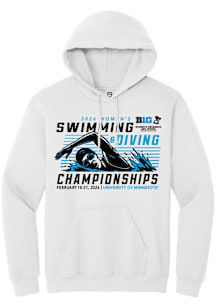 Summit Sportswear Big Ten Mens White 2026 Women's Swimming & Diving Championships Long Sleeve Hood..