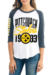 Junk Food Clothing Pittsburgh Steelers Womens White All-American Long Sleeve Crew T-Shirt