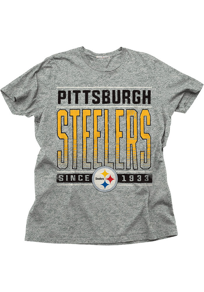 Pittsburgh Steelers Grey Touchdown Short Sleeve Fashion T Shirt